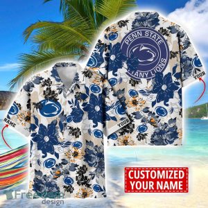 Penn State Nittany Lions Aloha 3D Hawaiian Shirt Flower Sport Team Beach Shirt Custom Name