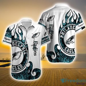 Philadelphia Eagles NFL Custom Name ire Camo Style Short Sleeve Hawaiian Shirt