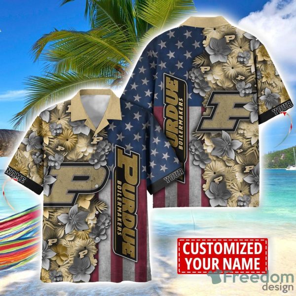 Purdue Boilermakers Custom name USA Flag 4th July Independence Day Hawaiian Shirt