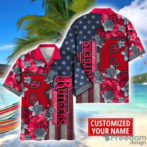 Rutgers Scarlet Knights Custom name USA Flag 4th July Independence Day Hawaiian Shirt