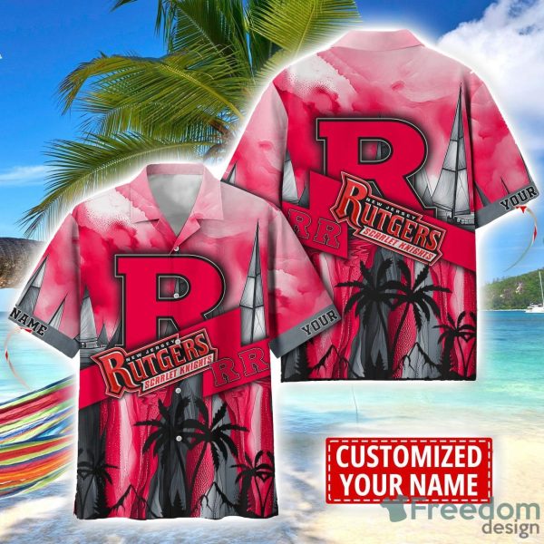 Rutgers Scarlet Knights Hawaii Shirt Custom Name Sports Team Beach Shirt