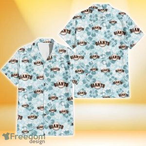 San Francisco Giants Pale Turquoise Hibiscus Light Cyan Background 3D Hawaiian Shirt Gift For Fans