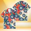 Seattle Mariners Orange White Tropical Hibiscus Green Leaf 3D Hawaiian Shirt Gift For Fans