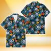 Seattle Mariners Orange Yellow Green Leaf Black Background 3D Hawaiian Shirt Gift For Fans