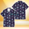 Seattle Mariners Thistle Sketch Hibiscus Dark Slate Blue Background 3D Hawaiian Shirt Gift For Fans