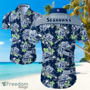 Seattle Seahawks Logo Flower Hawaiian Summer Beach Shirt Full Print