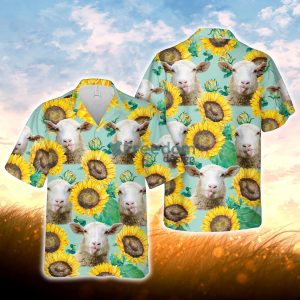 Sheep Sunflowers Floral Farm 3D Hawaiian Shirt For Men Women