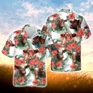 Shorthorn Hawaiian Flowers Hawaiian Shirt For Men Women