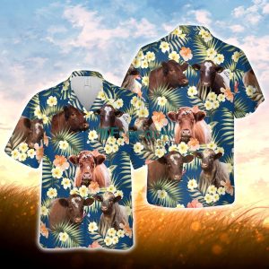 Shorthorn Summer Blue Floral 3D Hawaiian Shirt For Men Women