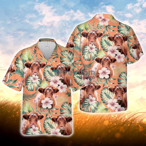 Shorthorn Summer Happiness Floral Farm 3D Hawaiian Shirt For Men Women