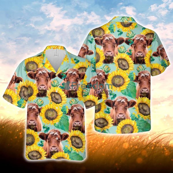 Shorthorn Sunflowers Floral Farm 3D Hawaiian Shirt For Men Women