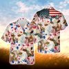 Simmental Pattern US Flag Hawaiian Shirt For Men Women