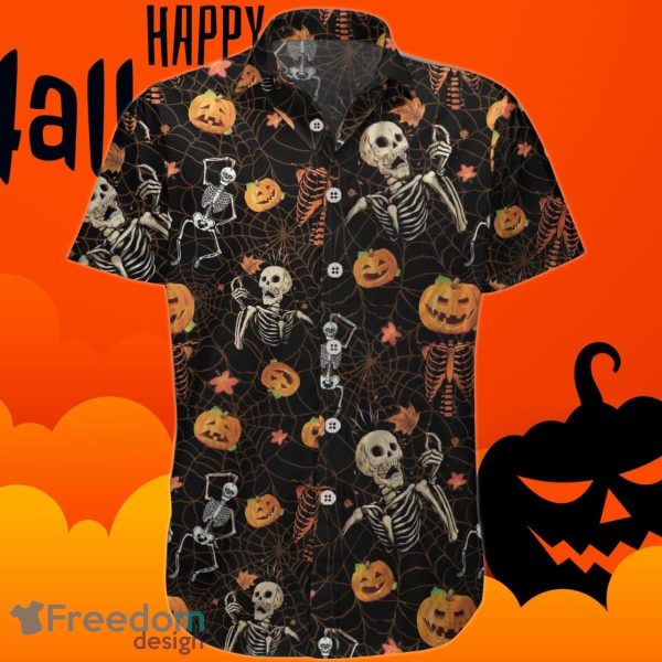 Skull Halloween Hawaiian Shirt Skeleton Pumpkin Shirts For Adults