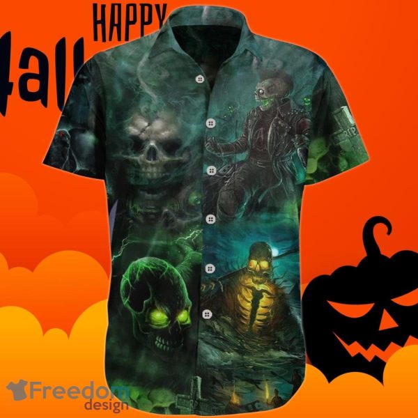 Skull Hawaiian Shirt Horror Halloween Themed Mens