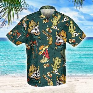 Skull Style Cowboy Hawaiian Shirt  For Men & Women