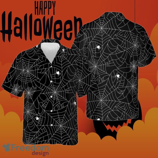 Spider Web Hawaiian Shirt Mens Halloween Spider Web Apparel