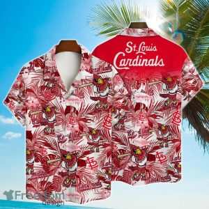 St. Louis Cardinals Hawaiian Shirt Major League Baseball Mascot And Hibiscus Pattern