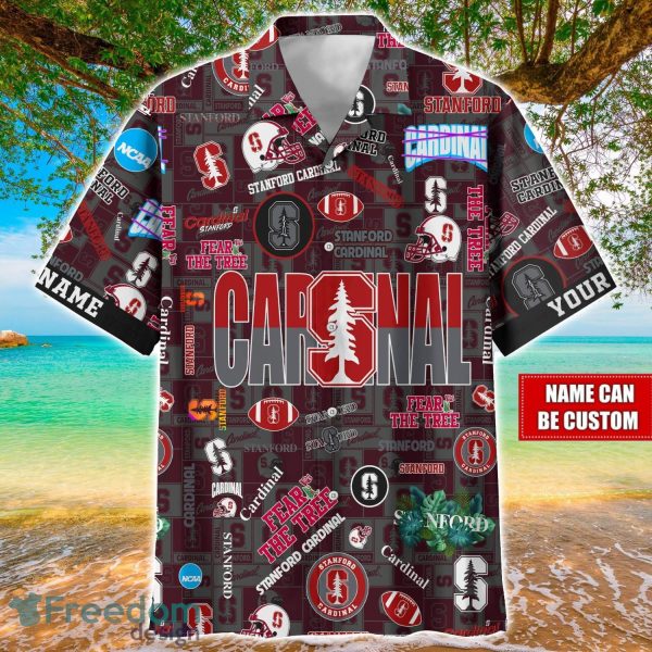 Stanford Cardinal Logo Hawaiian Shirt For Fans Trending Beach Shirt Custom Name