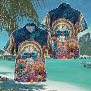 Sugar Skull Mandala Art Hawaii Shirt Aloha Shirt For Men Women