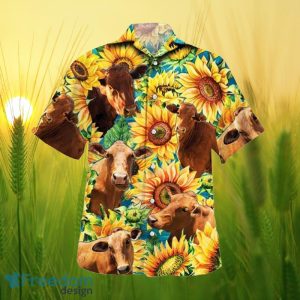 Sunflower Beefmaster Cattle All Printed 3D Hawaiian Shirt For Men Women