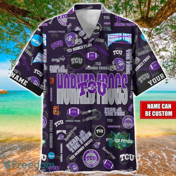 TCU Horned Frogs Logo Hawaiian Shirt For Fans Trending Beach Shirt Custom Name