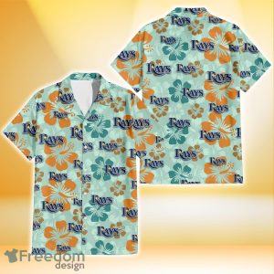 Tampa Bay Rays Orange Green Hibiscus Pale Green Background 3D Hawaiian Shirt Gift For Fans