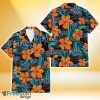 Tampa Bay Rays Orange Hibiscus Blue Gray Leaf Black Background 3D Hawaiian Shirt Gift For Fans