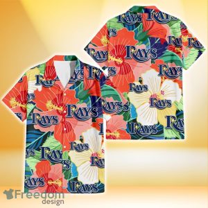 Tampa Bay Rays Orange White Tropical Hibiscus Green Leaf 3D Hawaiian Shirt Gift For Fans