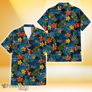 Tampa Bay Rays Orange Yellow Green Leaf Black Background 3D Hawaiian Shirt Gift For Fans
