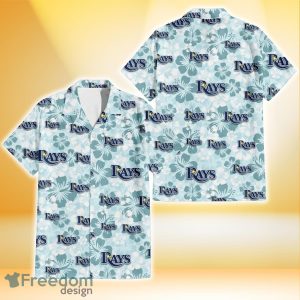 Tampa Bay Rays Pale Turquoise Hibiscus Light Cyan Background 3D Hawaiian Shirt Gift For Fans
