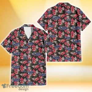 Tampa Bay Rays Pink Hibiscus Orchid Brown Background 3D Hawaiian Shirt Gift For Fans
