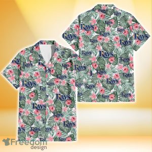 Tampa Bay Rays Pink Hibiscus Porcelain Flower Tropical Leaf White Background 3D Hawaiian Shirt Gift For Fans