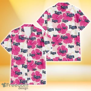 Tampa Bay Rays Pink White Hibiscus Misty Rose Background 3D Hawaiian Shirt Gift For Fans