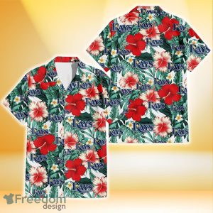 Tampa Bay Rays Red Coral Hibiscus White Porcelain Flower Banana Leaf 3D Hawaiian Shirt Gift For Fans