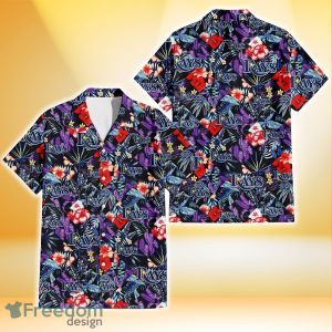 Tampa Bay Rays Red Hibiscus Caro Black Background 3D Hawaiian Shirt Gift For Fans