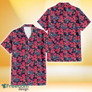 Tampa Bay Rays Red Hibiscus Dark Gray Background 3D Hawaiian Shirt Gift For Fans
