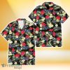 Tampa Bay Rays Red Hibiscus Yellow Porcelain Flower Black Background 3D Hawaiian Shirt Gift For Fans