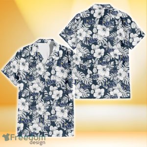Tampa Bay Rays Sketch Hibiscus Leaf Dark Gray Background 3D Hawaiian Shirt Gift For Fans
