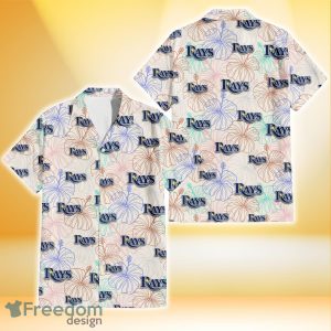Tampa Bay Rays Sketch Pastel Hibiscus Beige Background 3D Hawaiian Shirt Gift For Fans