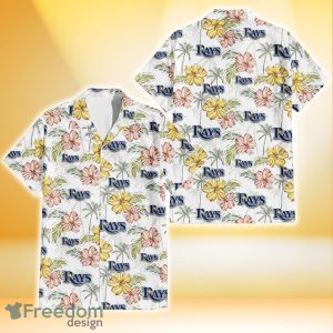 Tampa Bay Rays Sketch Red Yellow Coconut Tree White Background 3D Hawaiian Shirt Gift For Fans