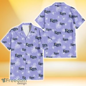 Tampa Bay Rays Sketch White Hibiscus Violet Background 3D Hawaiian Shirt Gift For Fans