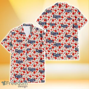 Tampa Bay Rays Tiny Red Hibiscus Green Leaf White Cube Background 3D Hawaiian Shirt Gift For Fans