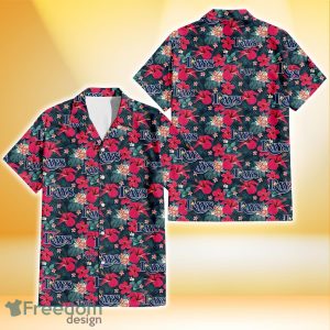 Tampa Bay Rays Tiny Red Hibiscus White Porcelain Flower Black Background 3D Hawaiian Shirt Gift For Fans