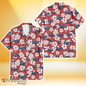 Tampa Bay Rays White Hibiscus Indian Red Background 3D Hawaiian Shirt Gift For Fans