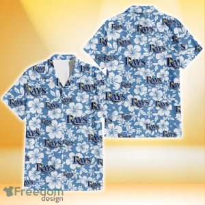 Tampa Bay Rays White Hibiscus Light Blue Texture Background 3D Hawaiian Shirt Gift For Fans
