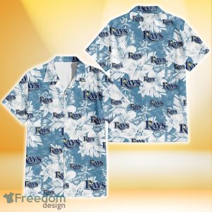 Tampa Bay Rays White Hibiscus Orchid Light Blue Background 3D Hawaiian Shirt Gift For Fans