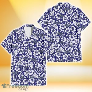Tampa Bay Rays White Hibiscus Pattern Slate Blue Background 3D Hawaiian Shirt Gift For Fans