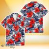 Tampa Bay Rays White Tropical Leaf Red Hibiscus Navy Background 3D Hawaiian Shirt Gift For Fans