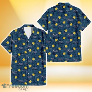 Tampa Bay Rays Yellow Hibiscus Cadet Blue Leaf Navy Background 3D Hawaiian Shirt Gift For Fans