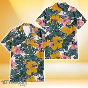 Tampa Bay Rays Yellow Hibiscus Green Banana Leaf Pink Porcelain Flower 3D Hawaiian Shirt Gift For Fans